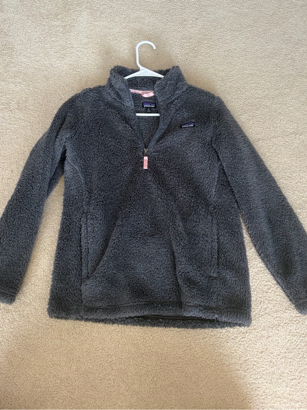 Patagonia Kids Dark Gray Plush Half-Zip Fleece Pullover